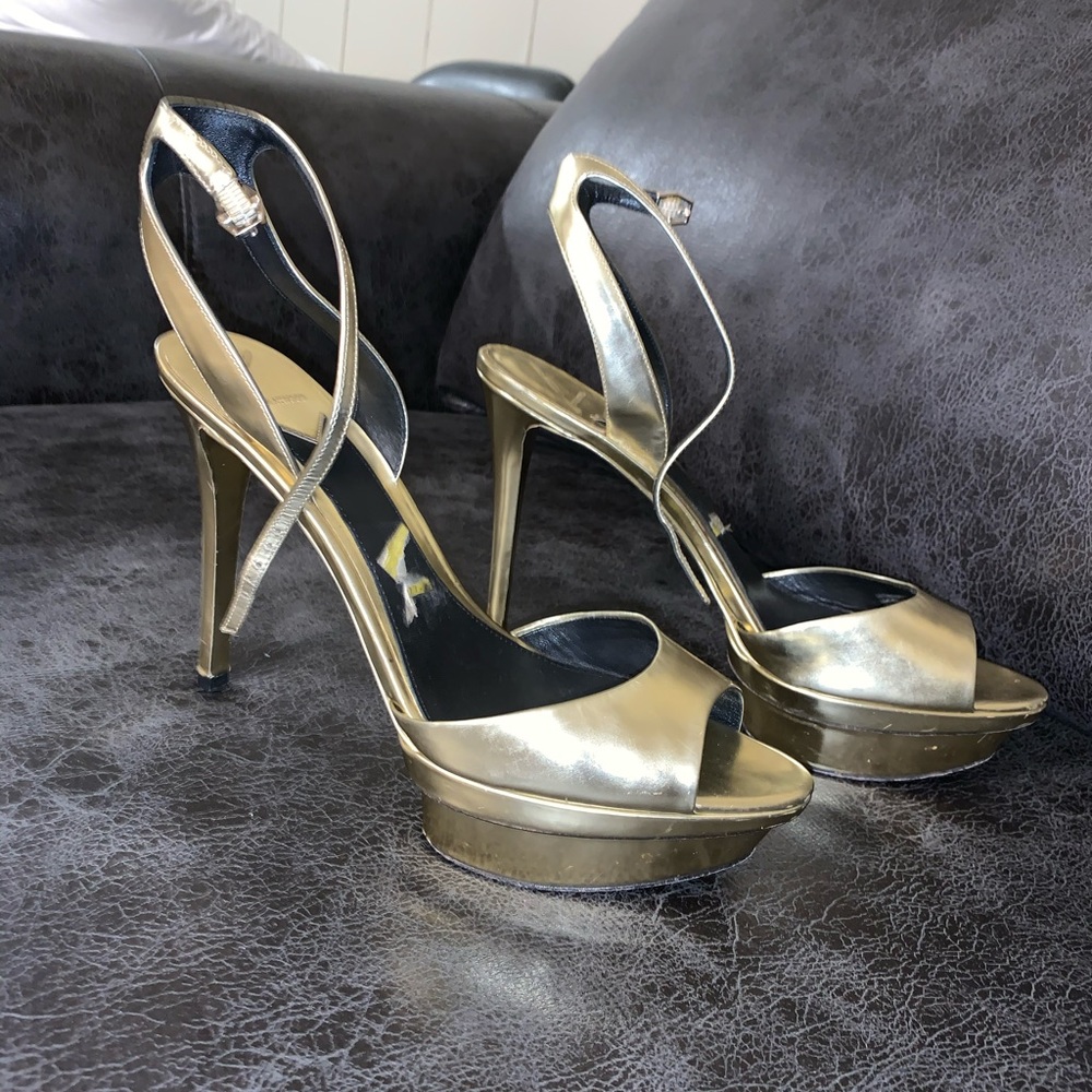 Gold B Atwood Platform Heels